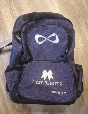 Nfinity Purple Glitter Cheer Dance School Backpack Competition Bag Large w/Logo
